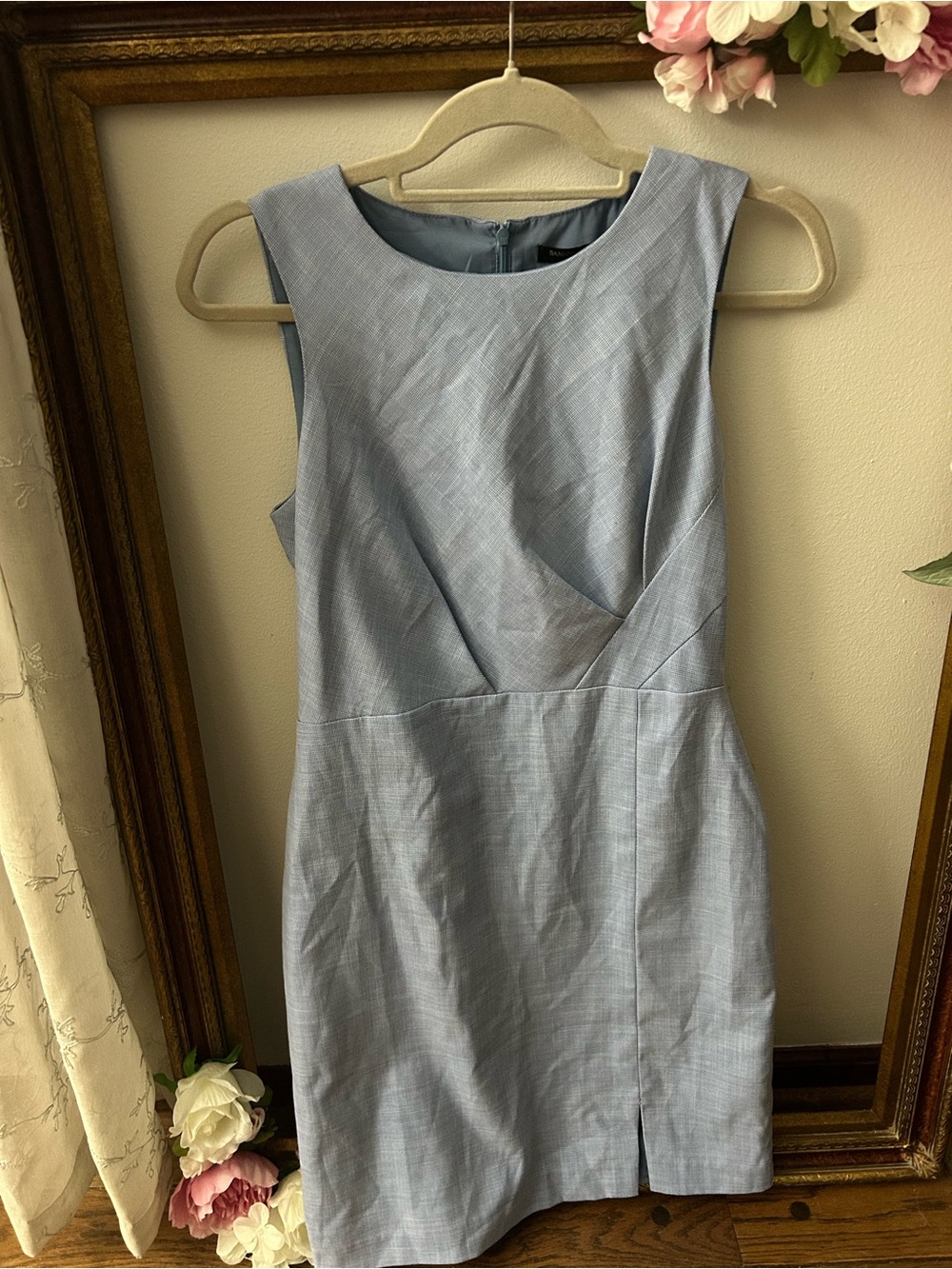 Banana Republic Sleeveless Chambray Blue Sheath Dress
